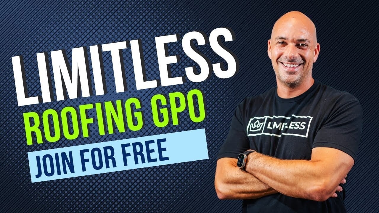 Promotional banner stating 'Limitless Roofing GPO Join For Free,' inviting new members.